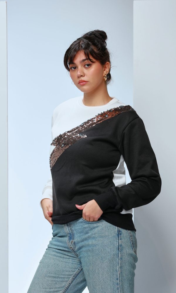 Bronze Sequin Embellished Sweatshirt