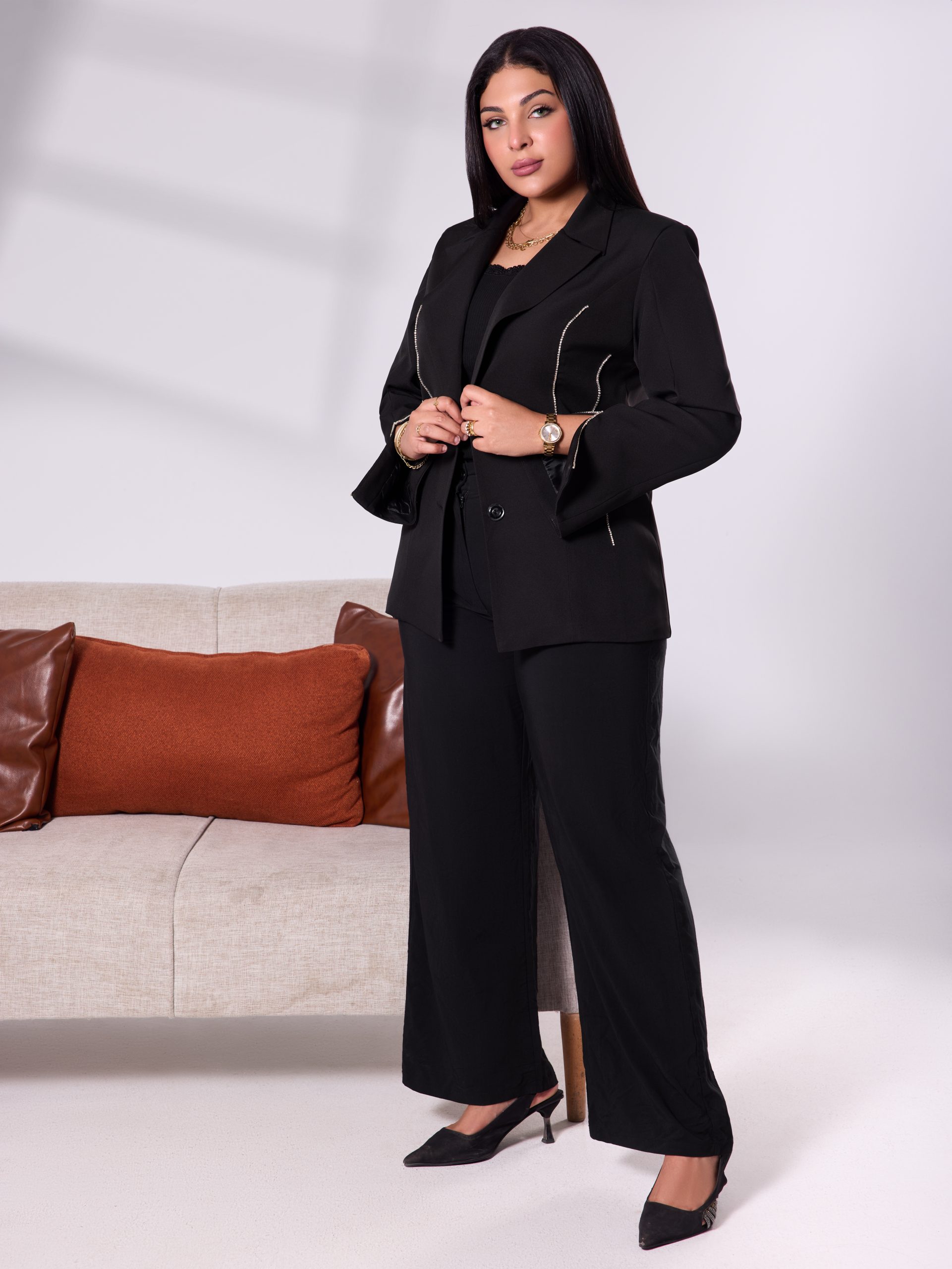 Diamond Curve Black Blazer - Image 2