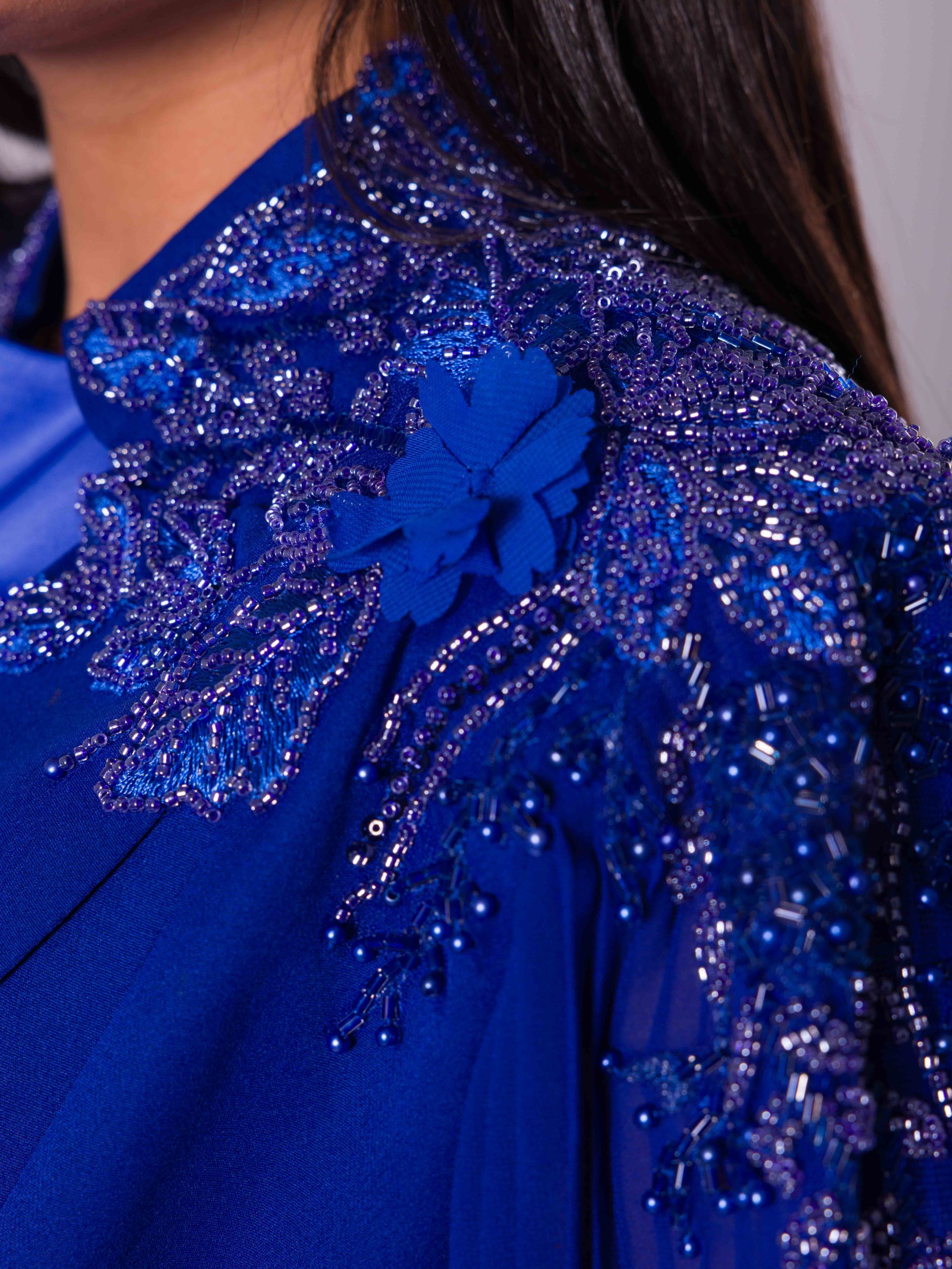 Embroidered Shoulder Royal Blue Suit - Image 7