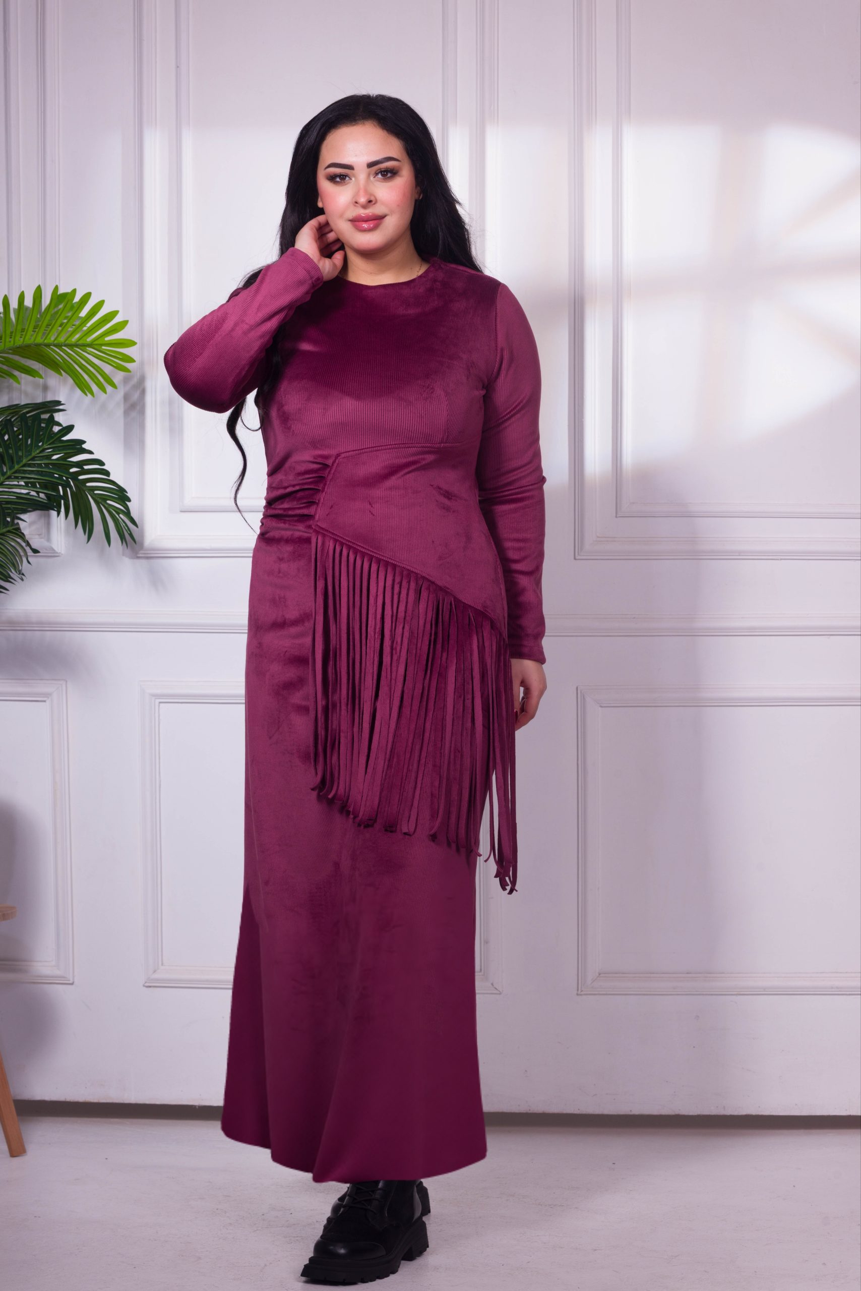 The Velvet Fringe Muse in Deep Burgundy