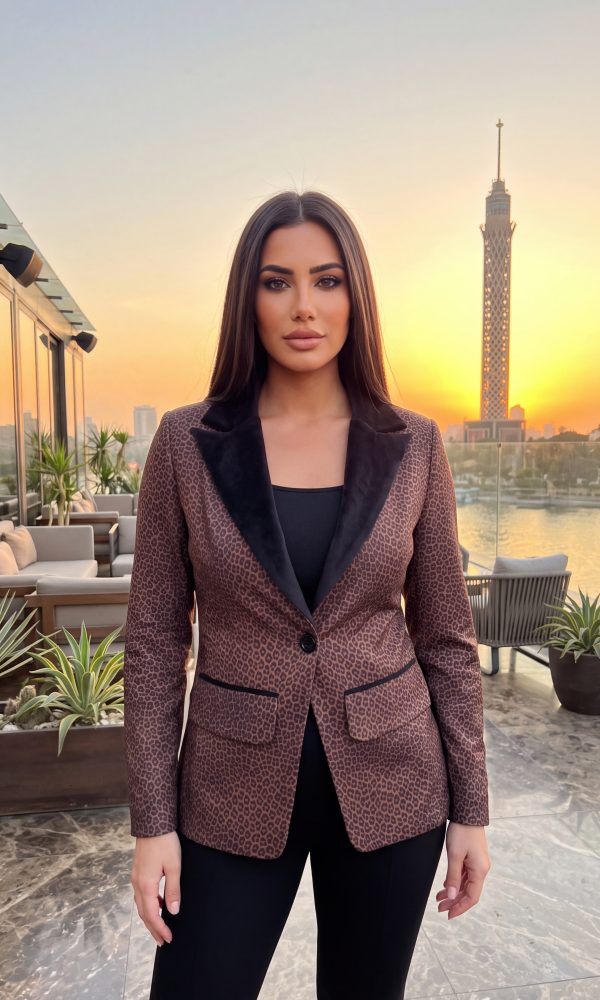 Tailored Leopard Velvet Blazer
