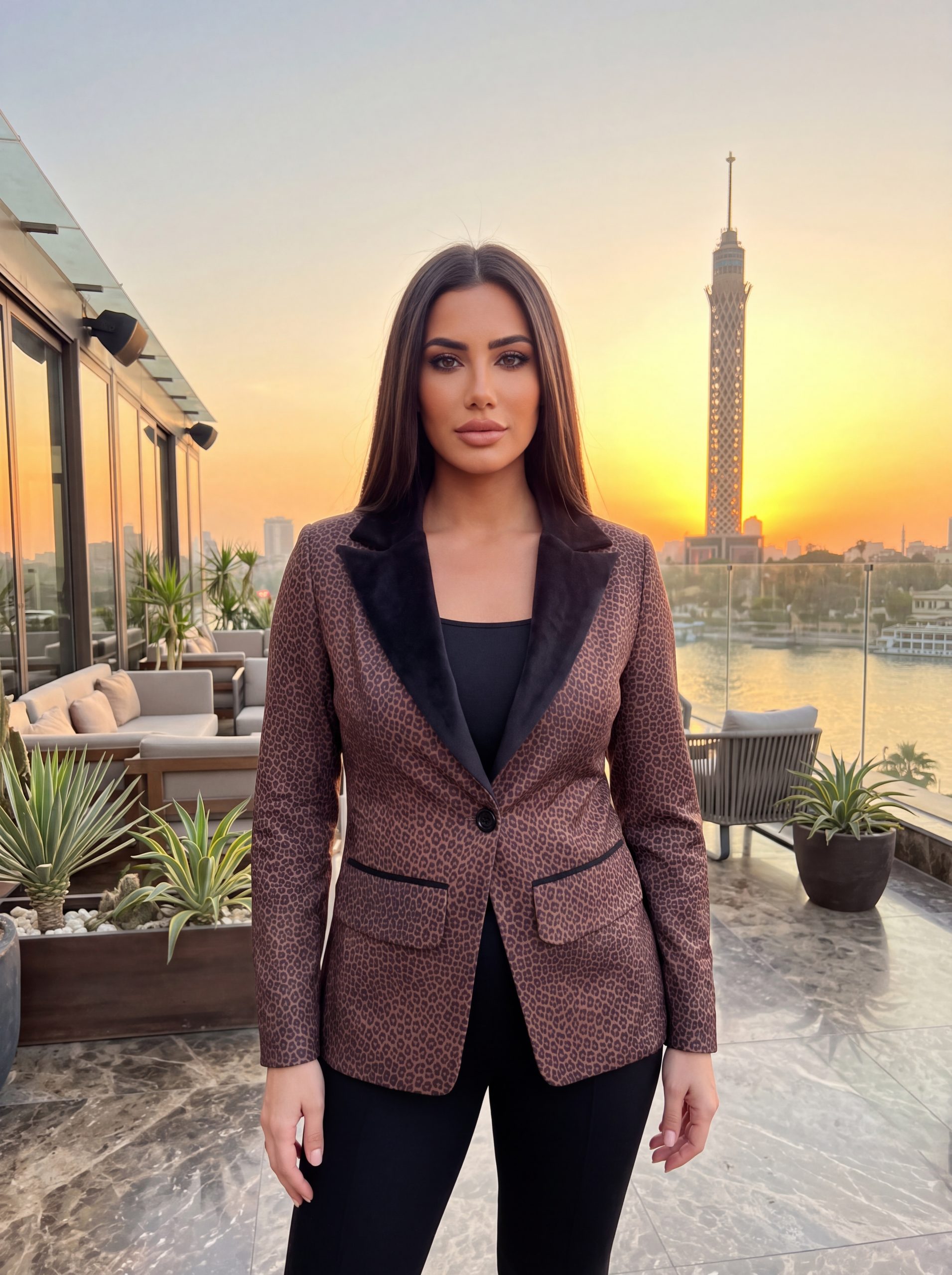 Tailored Leopard Velvet Blazer