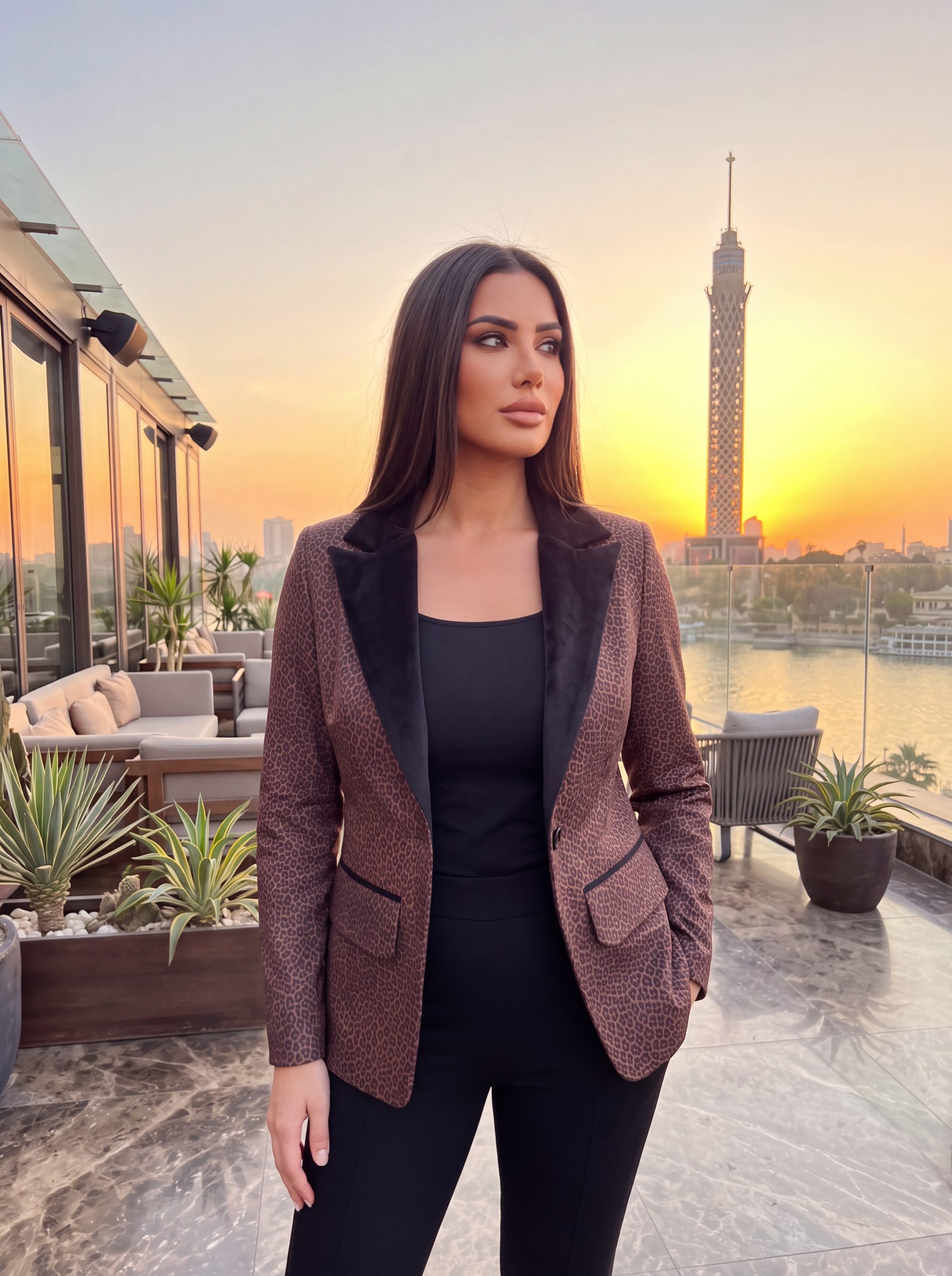 Tailored Leopard Velvet Blazer - Image 2