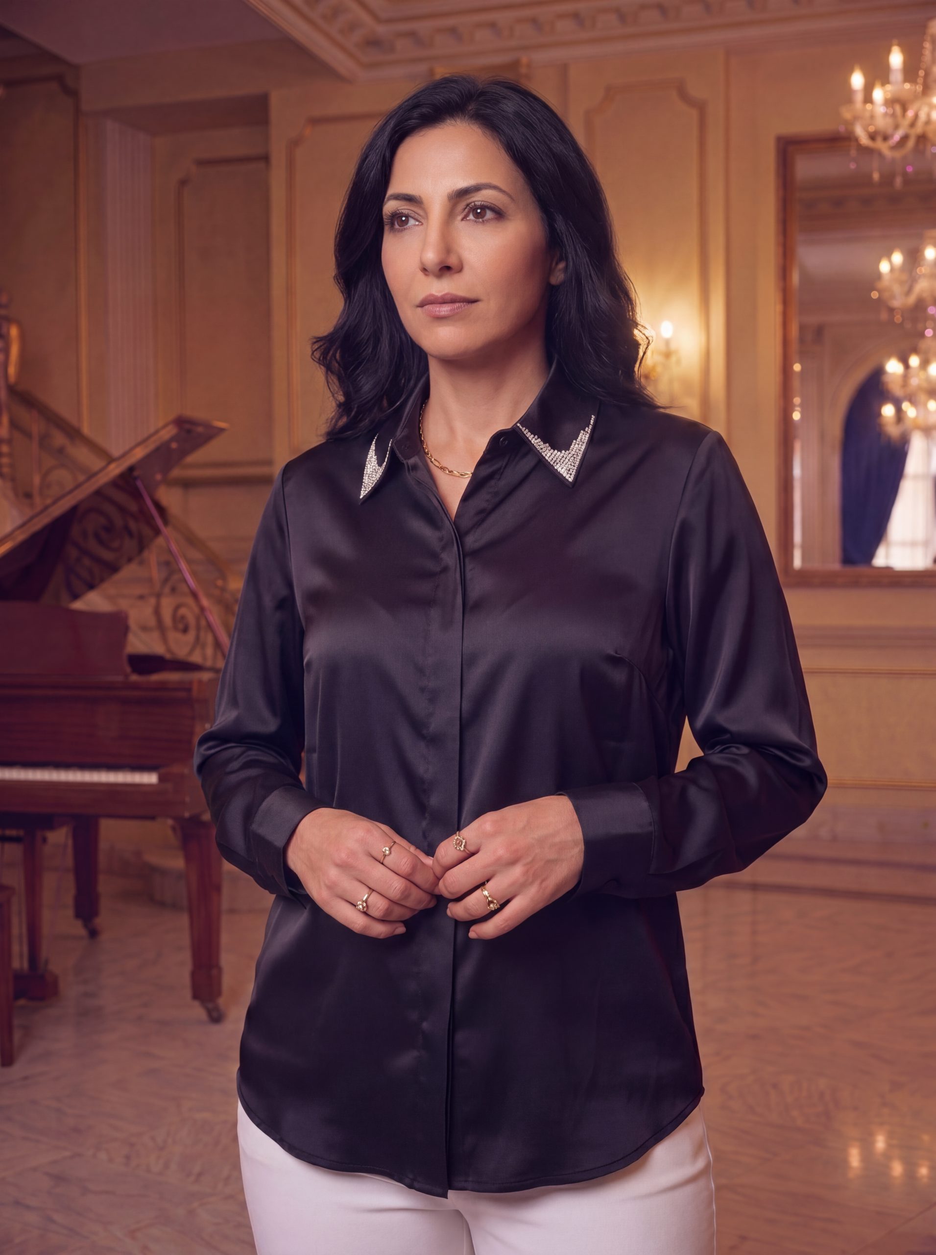 The Embellished Noir Silk Silhouette - Image 4