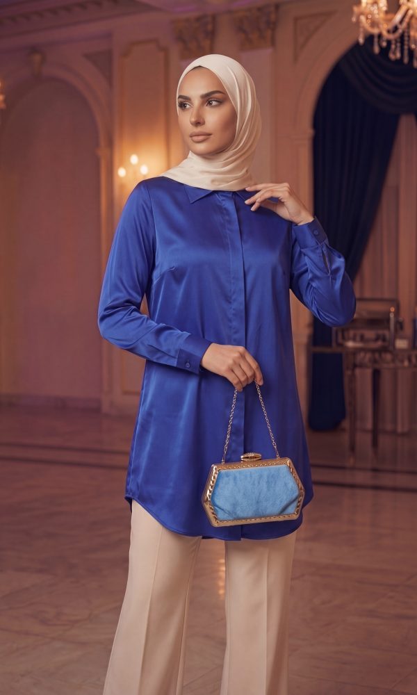 Royal Blue Premium Satin Blouse
