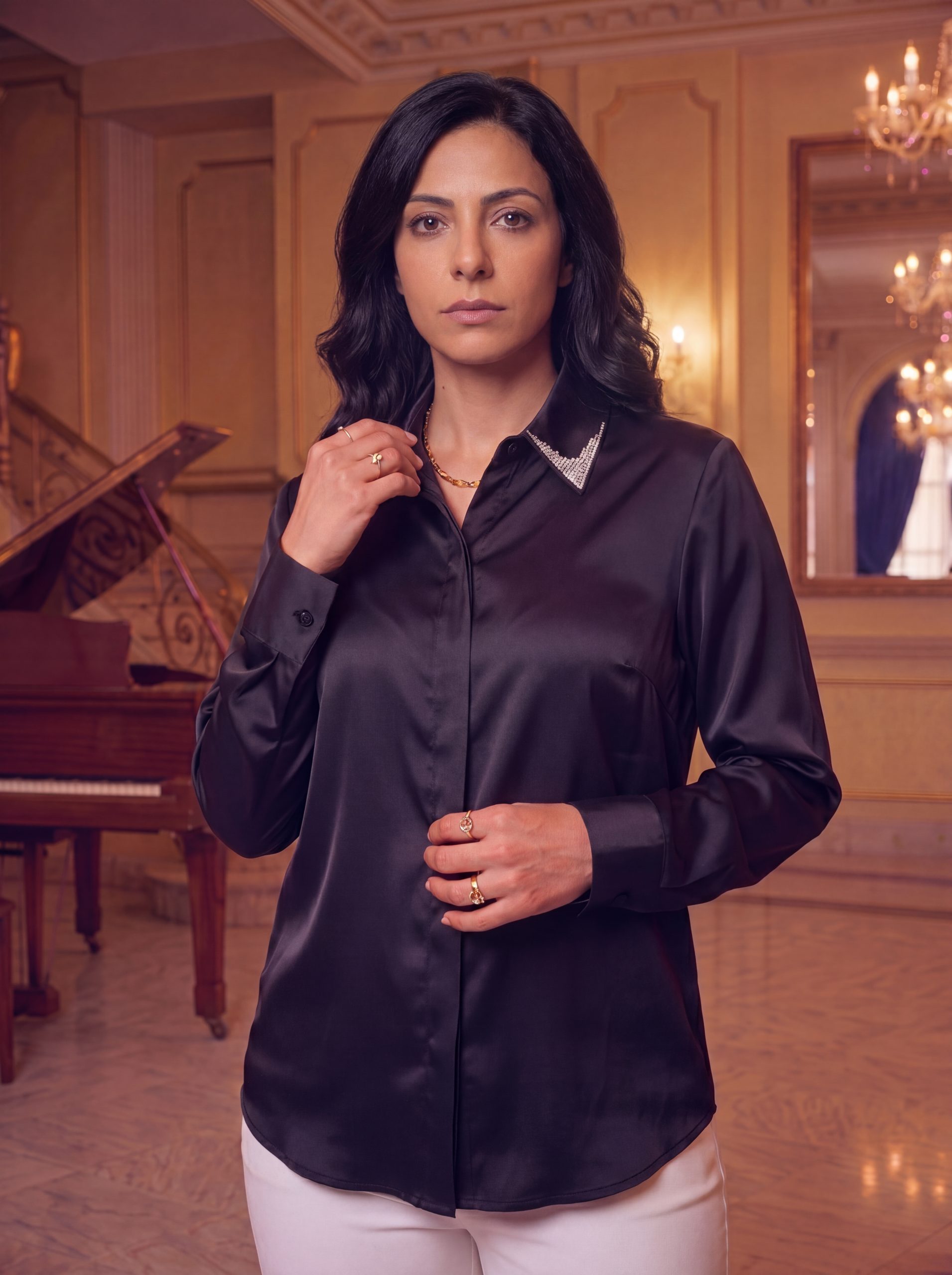 The Embellished Noir Silk Silhouette - Image 3