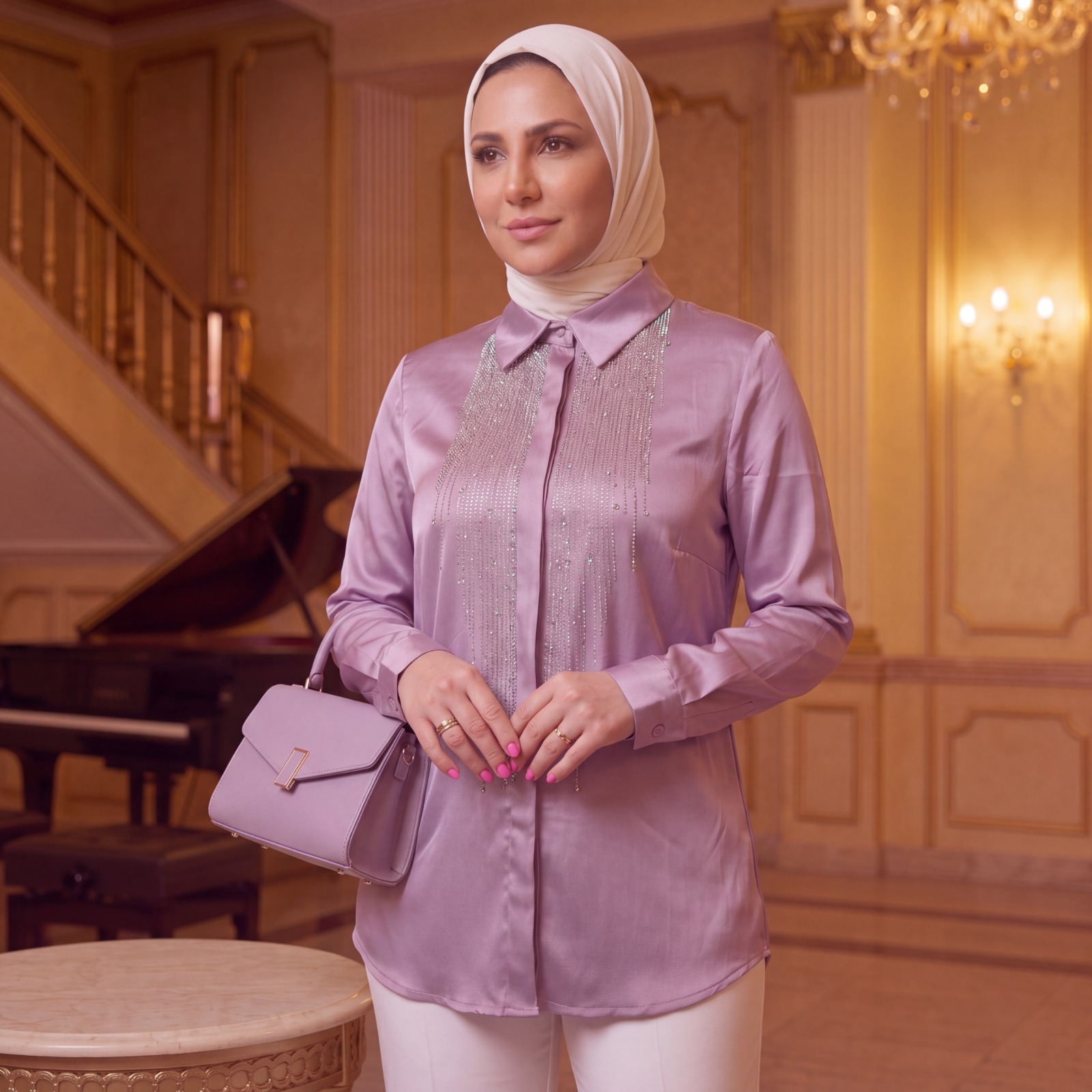The Lavender Rhinestone Beam Blouse - Image 3
