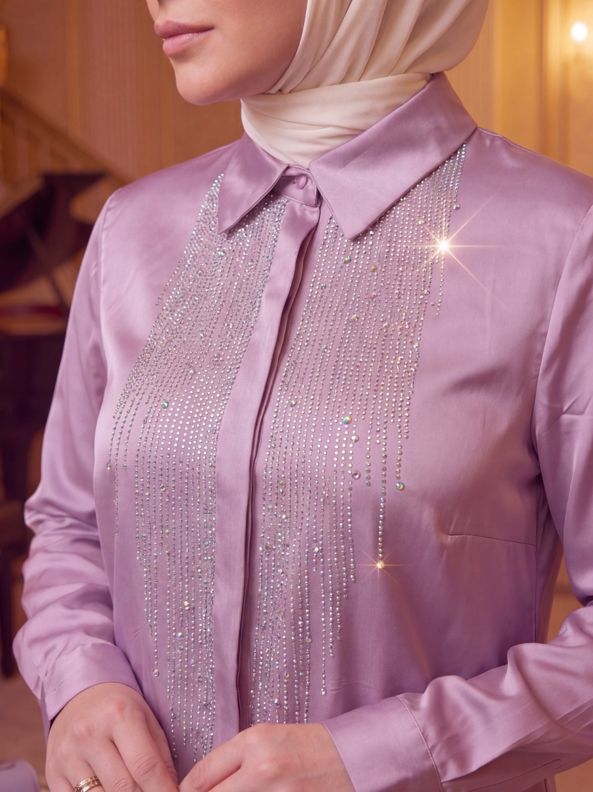 The Lavender Rhinestone Beam Blouse